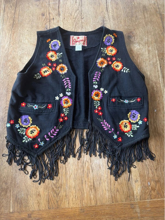 Jackets & Blazers - Vintage JouJou Vest Tassle Floral size medium